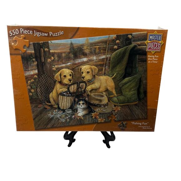 550 Piece Jigsaw Puzzle Master Pieces 60437 Fishing Fun Ruane Manning SEALED NEW - Picture 1 of 9